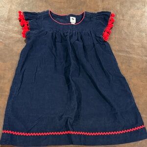 Busy Bees size 6. Navy Blue Corduroy Dress with Red Accents